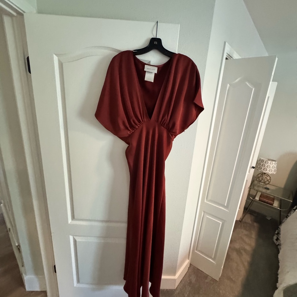 BHLDN Rust Maxi Dress with Deep V